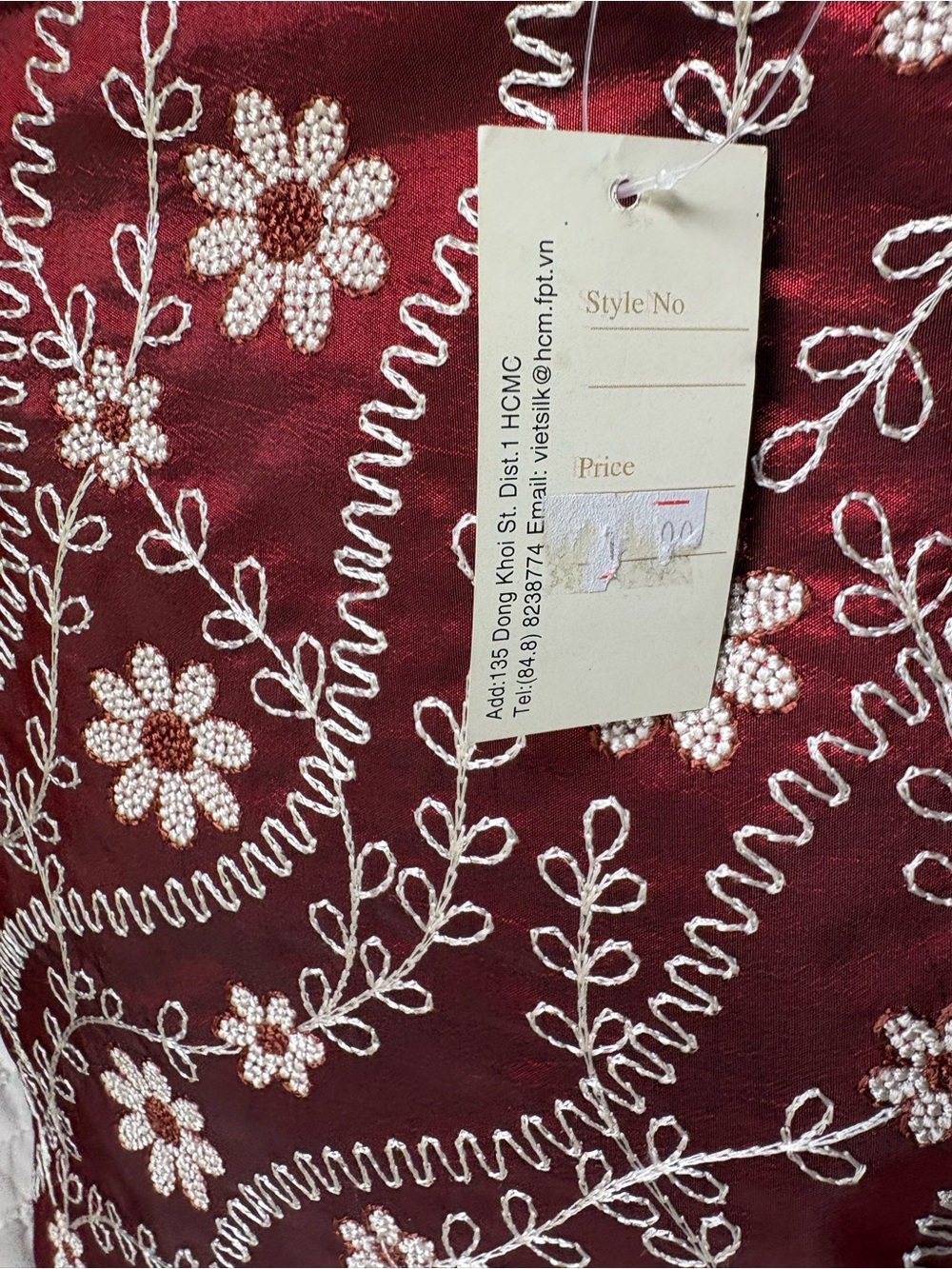 NWT Vintage Vietsilk Hand-Embroidered Tote Bag | French Knot Sa Hat Silk - Picture 6 of 10